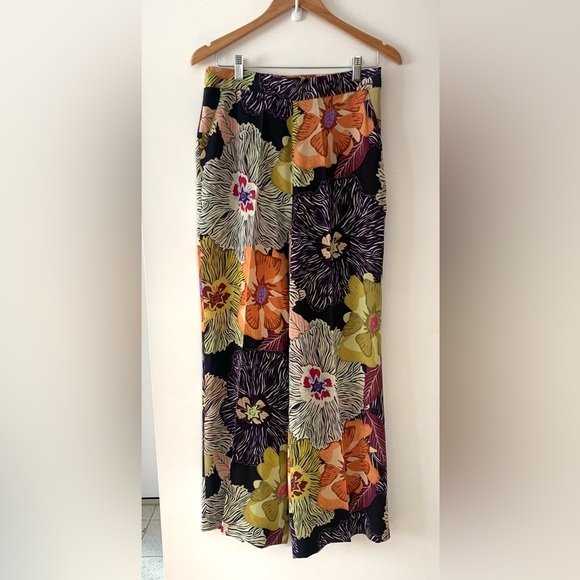 ETRO Silk Floral Wide-Leg Pants Made in Italy - Picture 2 of 9